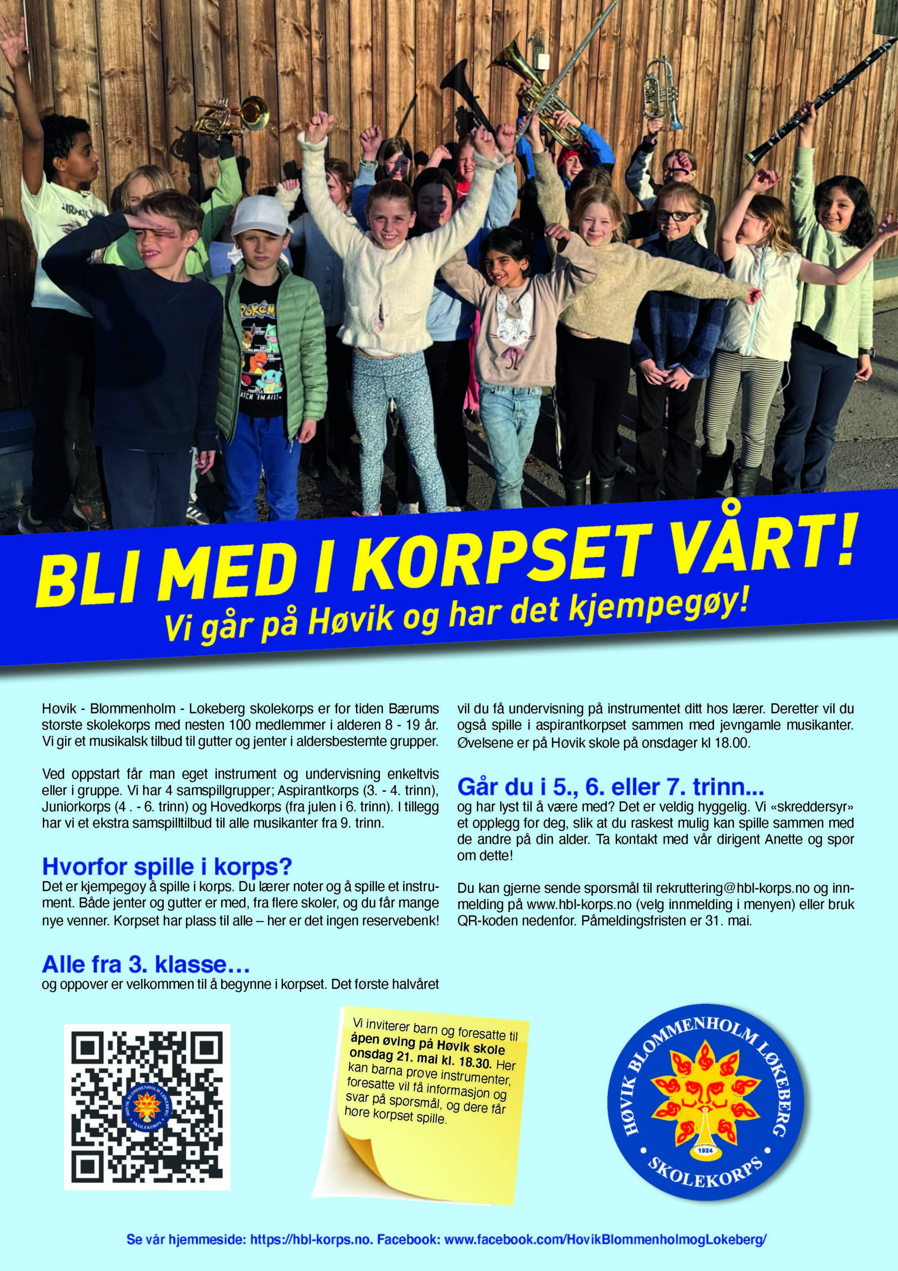 Åpen øvelse for de som vil prøve seg i korpset Åpen øvelse for de som vil prøve seg i korpset